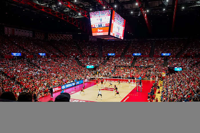 2023 Nebraska vs Wisconsin volleyball Bob Devaney Sports Center crowd USATSI_21708578